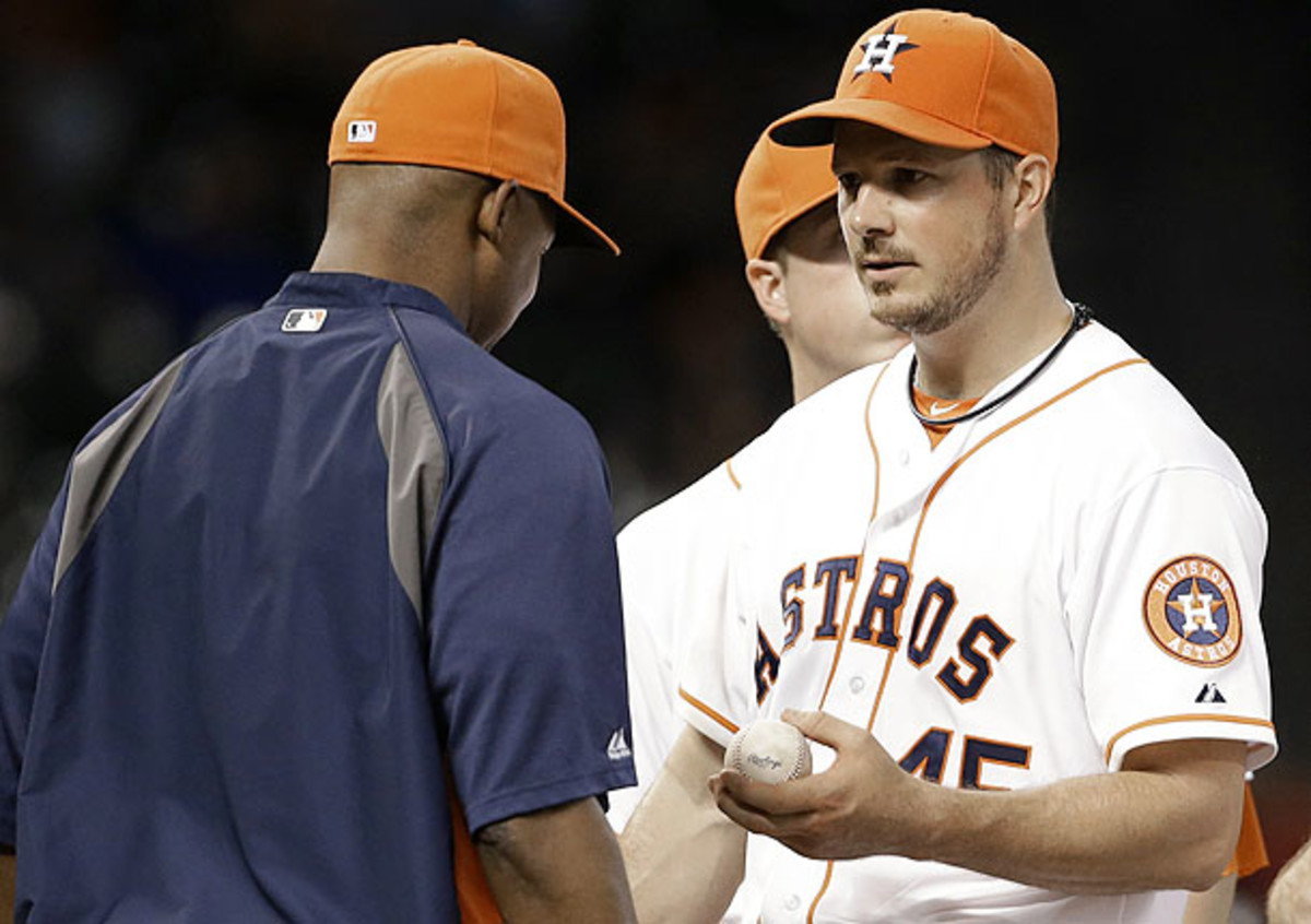 Bedard was brilliant through six innings for the Astros, leaving the game with a no-hitter. (Pat Sullivan/AP)