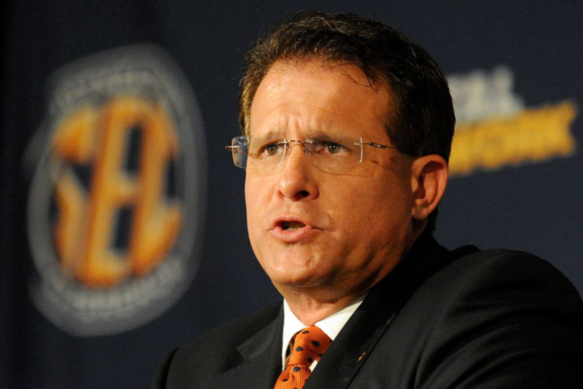 Auburn coach Gus Malzahn discussed his up-tempo offense at length at SEC media days in Hoover, Ala.