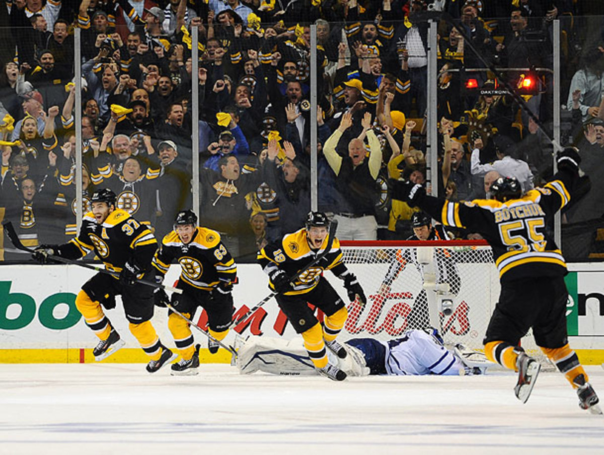 NHL playoffs Bruins stun Leafs 54 in OT, win Game 7 with epic