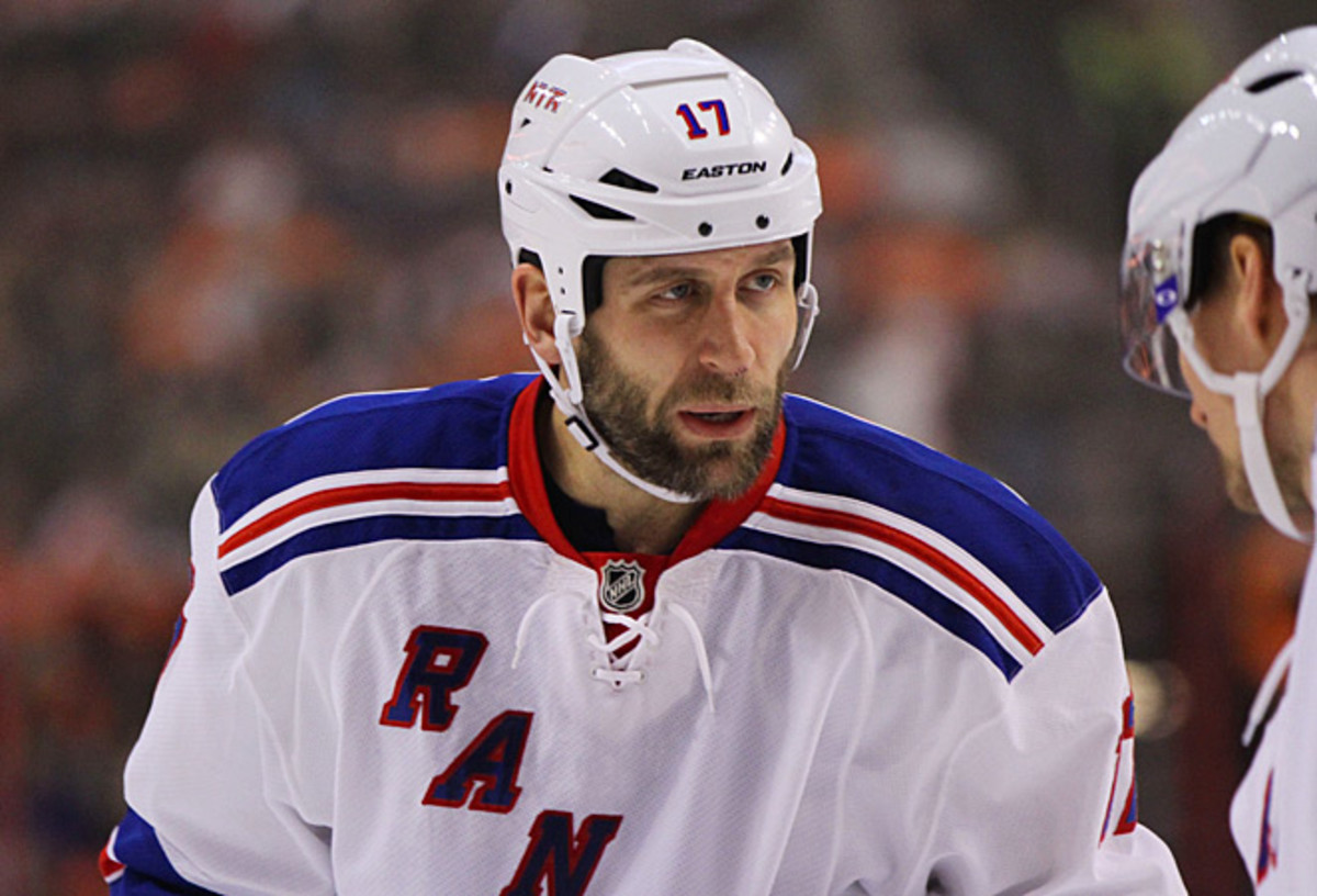 The Rangers received Darroll Powe and Nick Palmieri from the Wild in exchange for Mike Rupp (above).