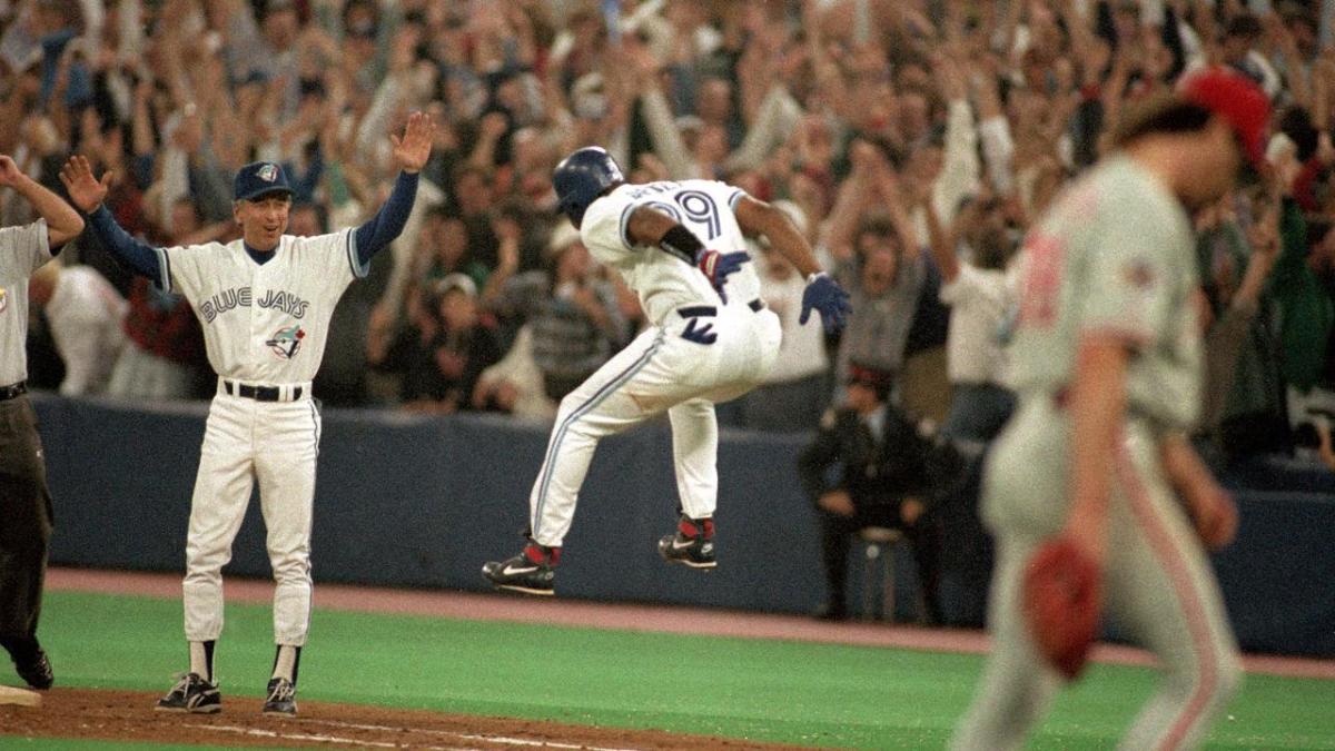 Joe Carter 1993 World Series Game 6 Signed Stat Baseball JSA