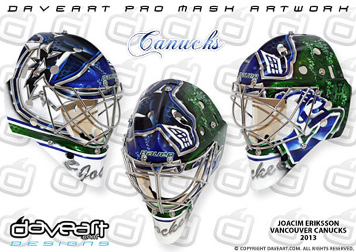 DAVEART.com - Here it is Cory Schneider winning mask from his mask  contest 󾮖🏻󾭚 It was such an honor for me to create this winning piece, a  brilliant design by the winner!