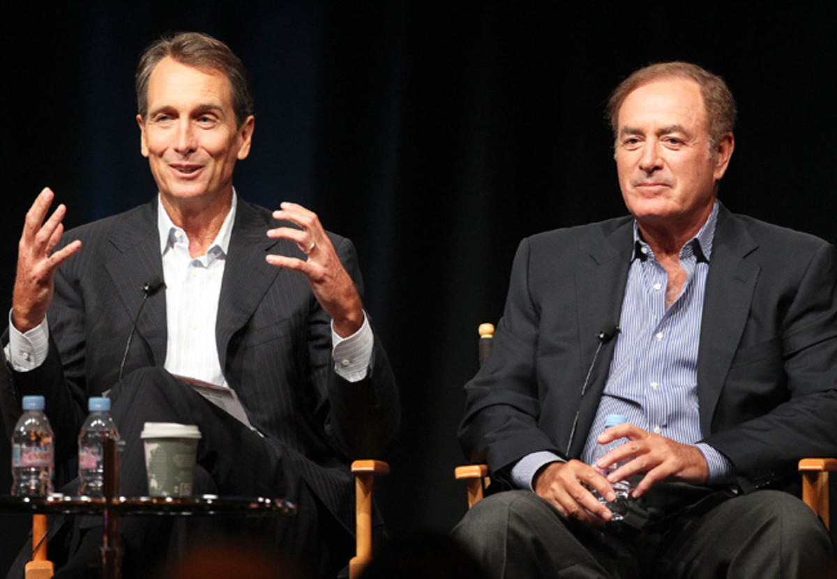 Chris Collinsworth and Al Michaels just finished their fourth season in the booth on Sunday Night Football. (Frederick M. Brown/Getty Images)