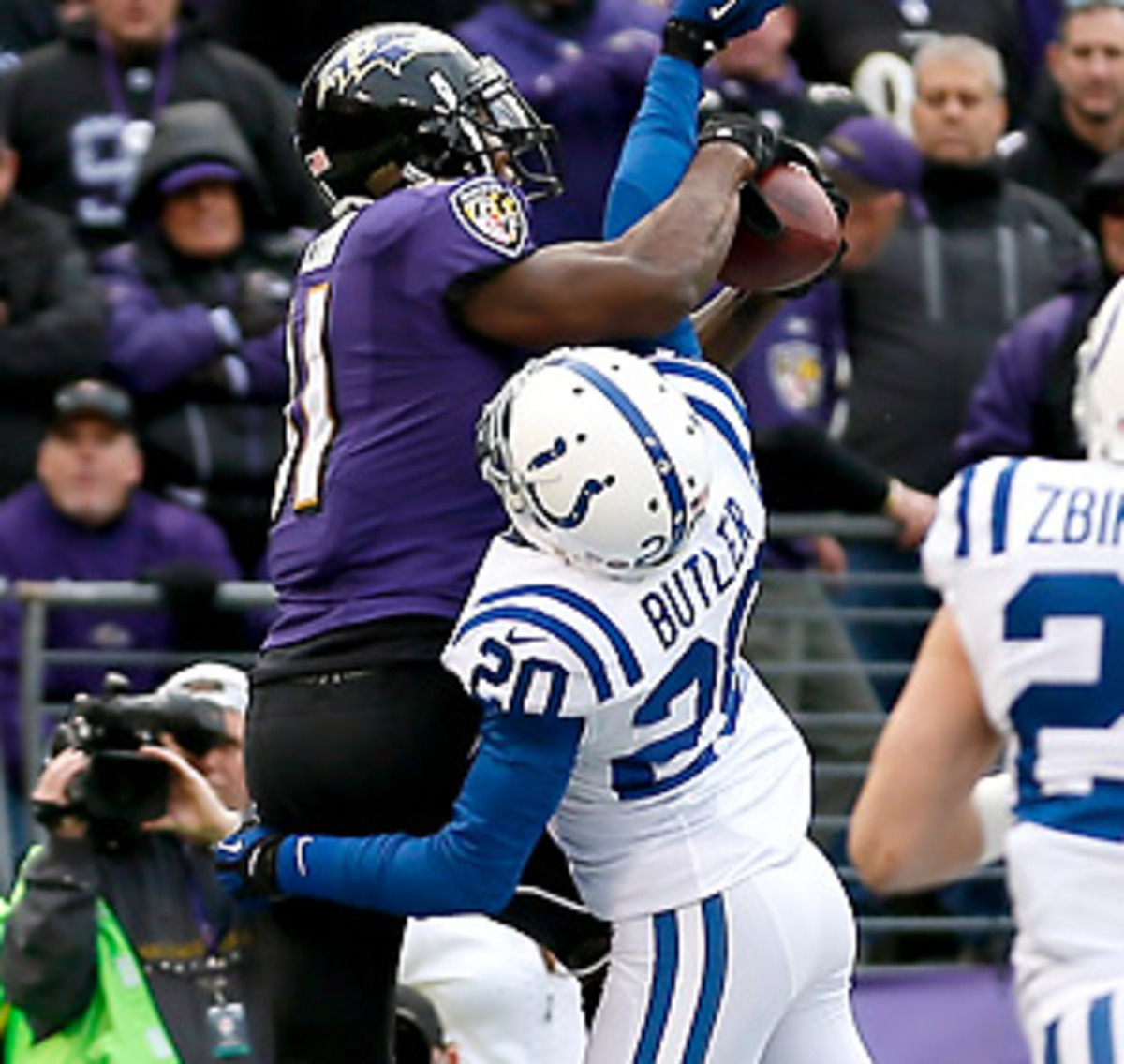 Anquan Boldin averaged 29 yards per catch Sunday, after averaging just 14.2 during the season. (Rob Carr/Getty Images)