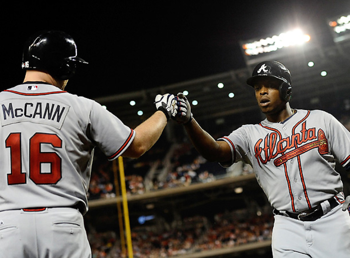 Justin Upton has helped anchor the steaming Braves during their record winning streak. [Patrick McDermott/Getty Images]