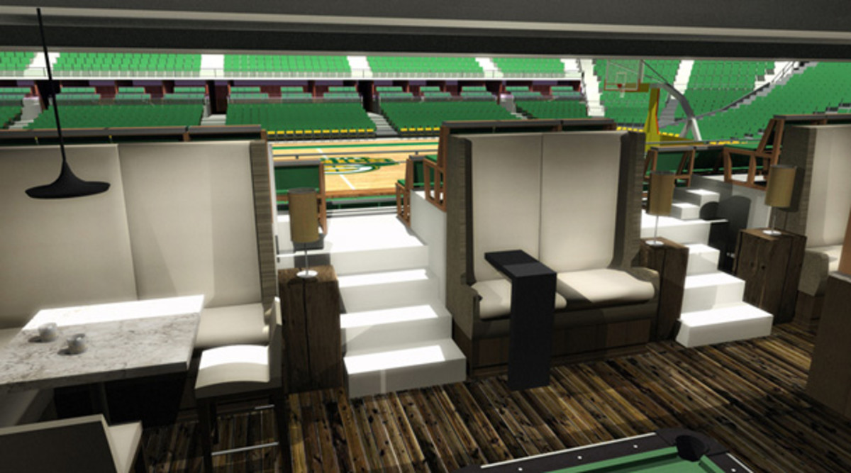 A rendering of the court view for a new Sonics arena. (SonicsArena.com)