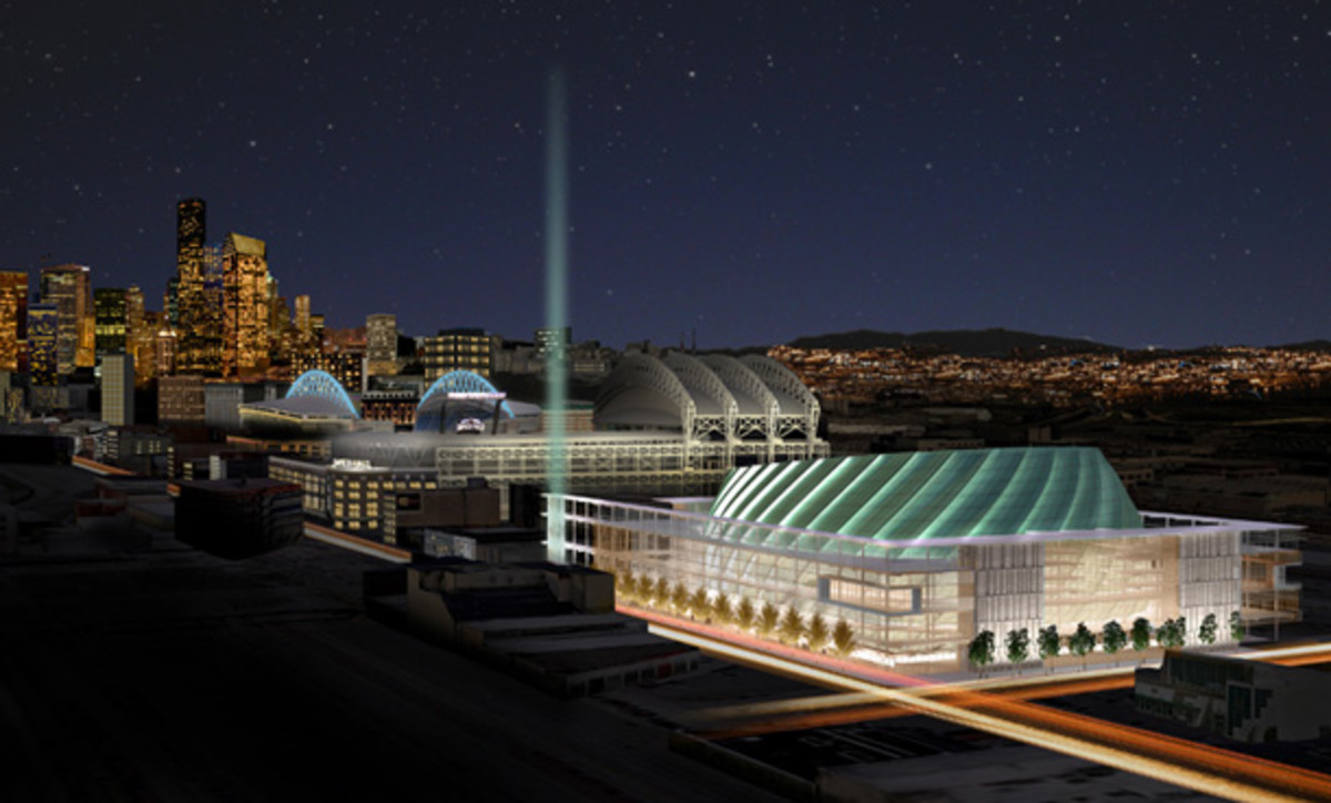 A rendering of the exterior of a new Sonics arena. (SonicsArena.com)