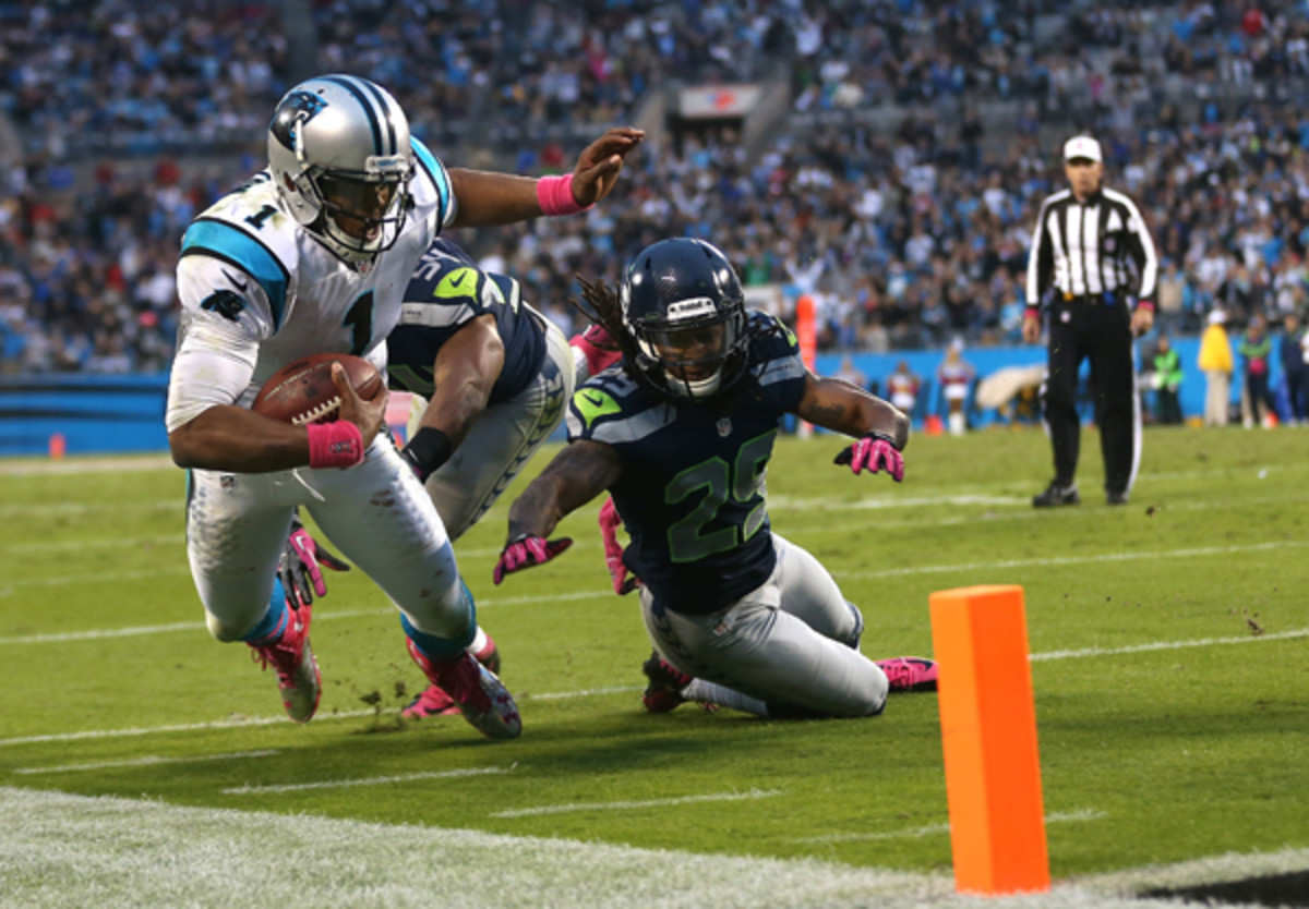 The Seahawks stopped Cam Newton last season, but he didn't make it easy. (Streeter Lecka/Getty Images)