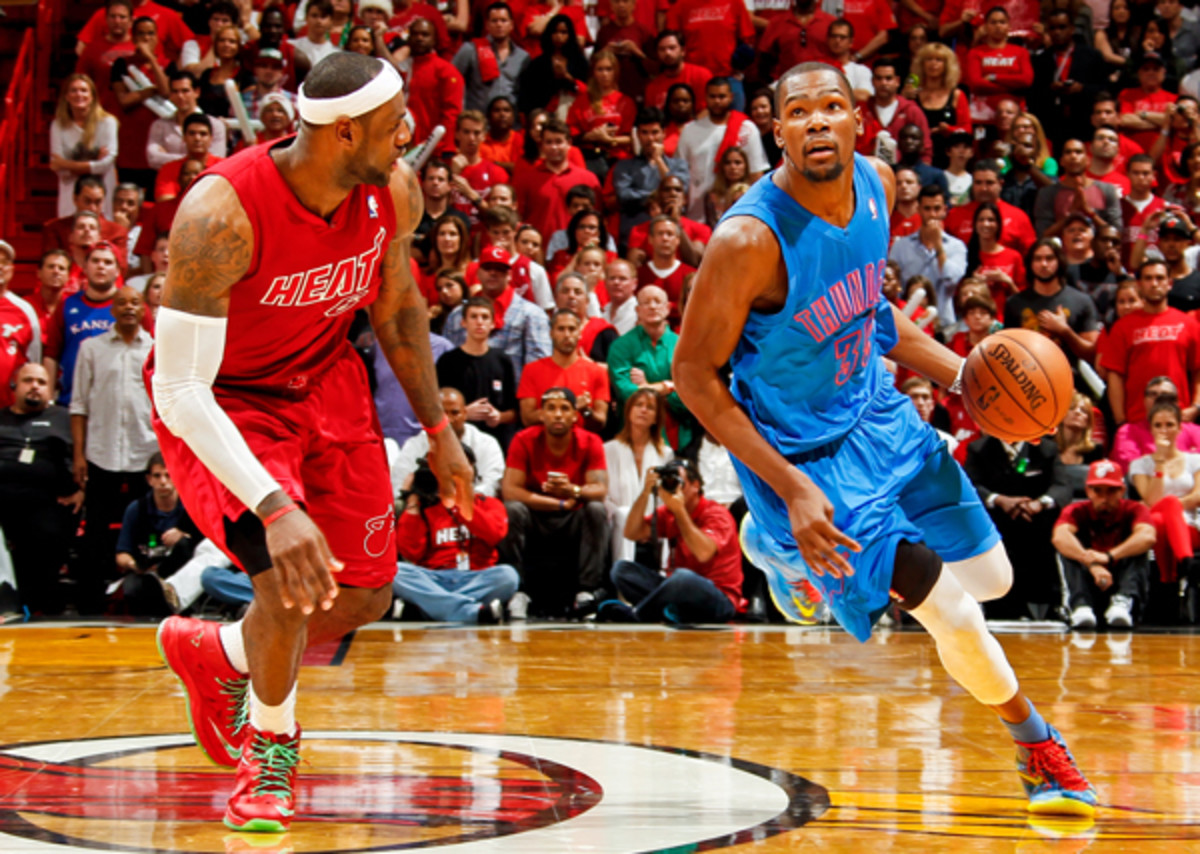 LeBron James (left) and Kevin Durant headlined the 2013 All-NBA First Team. (Issac Baldizon/Getty Images)