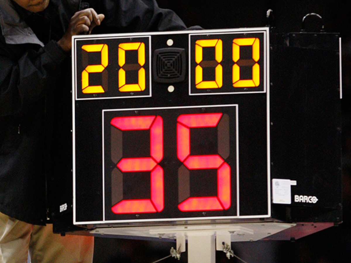 A move to a 24-second shot clock could mean significant changes for the college hoops game. (Steve Helber/AP)