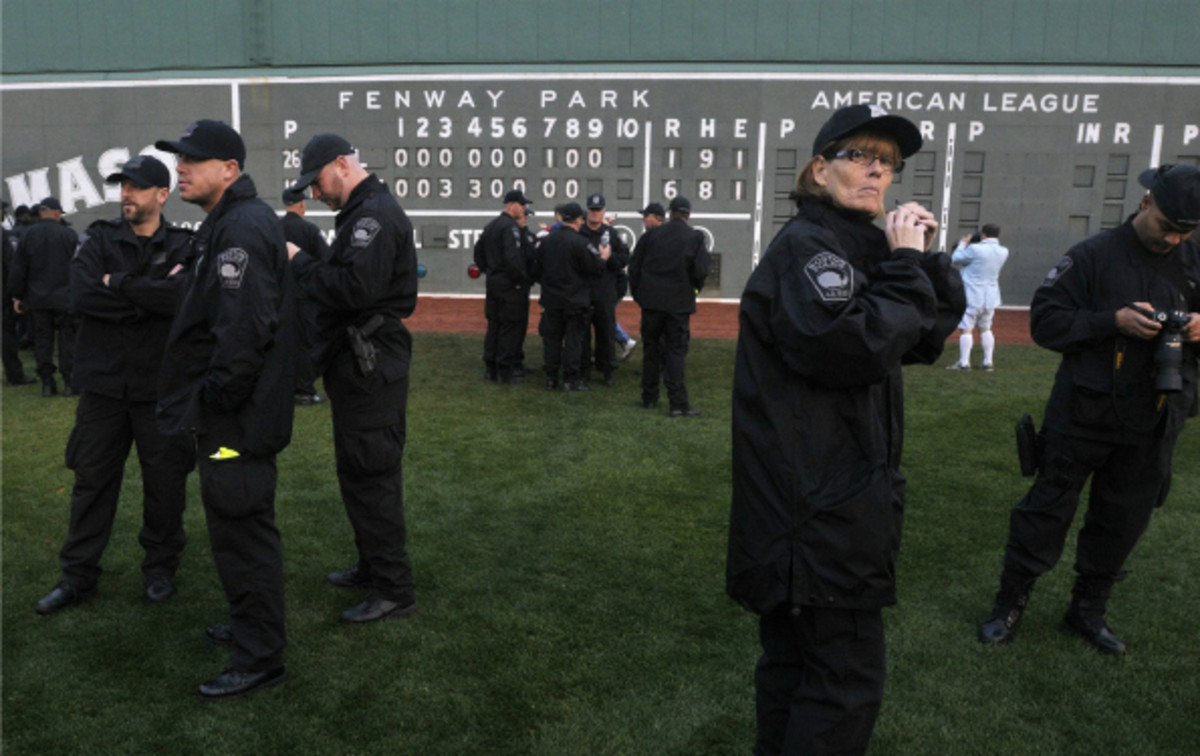 Security measures were tightened for the Red Sox championship celebrations after the Boston Marathon Bombings. (Hartford Courant)