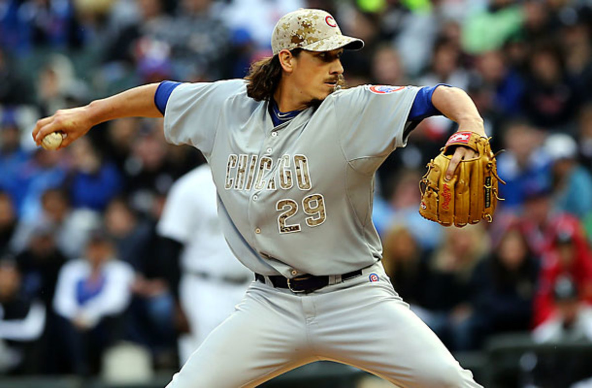 Jeff Samardzija retired 26 of the 30 batters he faced en route to his first career shutout. (Charles Cherney/AP)