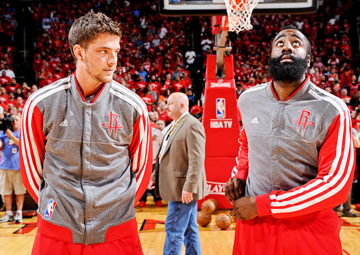 Chandler Parsons (left) played a key role in recruiting Dwight Howard to Houston. 