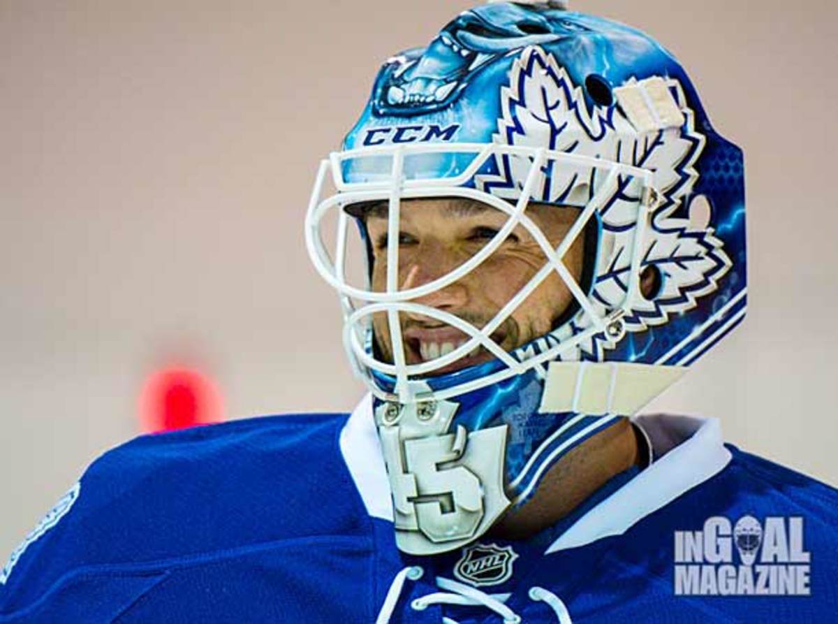 Toronto Maple Leafs goalie Jonathan Bernier's new mask.