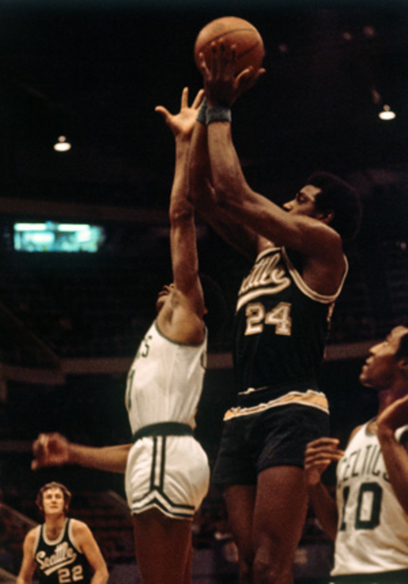 Spencer Haywood, center, believed he had been inducted into the Hall of Fame, only to find out he was snubbed again. (Dick Raphael/Getty Images)