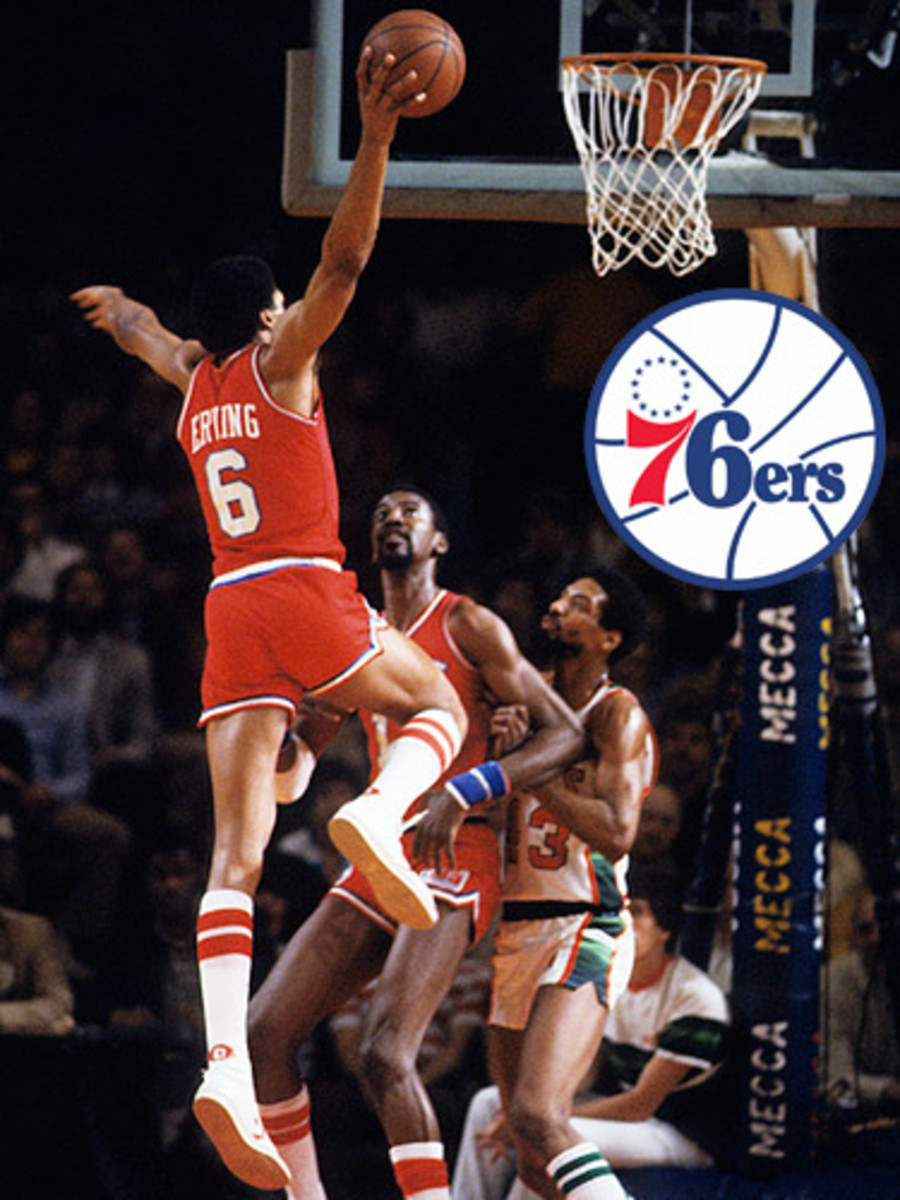 Julius Erving dunks on the Bucks