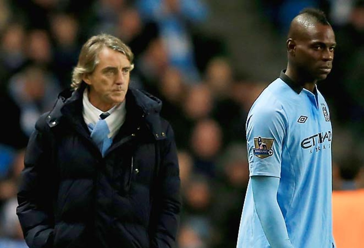 Roberto Mancini (left) and Mario Balotelli's tumultuous working relationship ended this week.