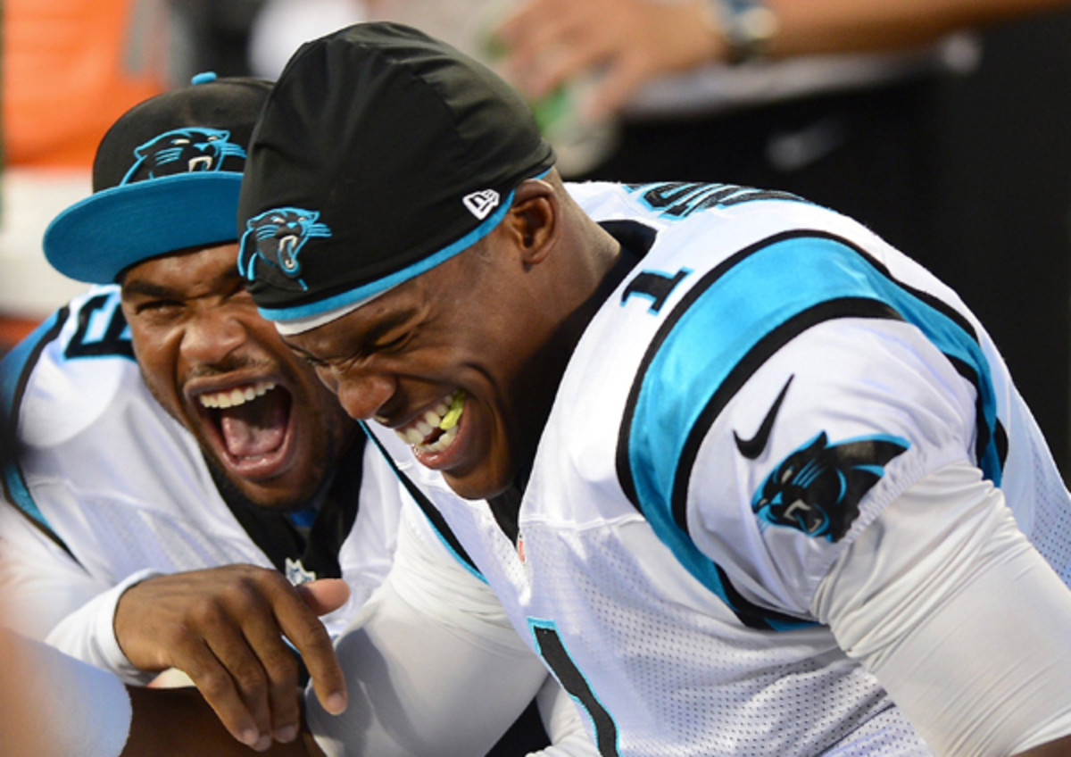 Steve Smith (l.) and Cam Newton are a lot happier than they used to be. (MCT via Getty Images)