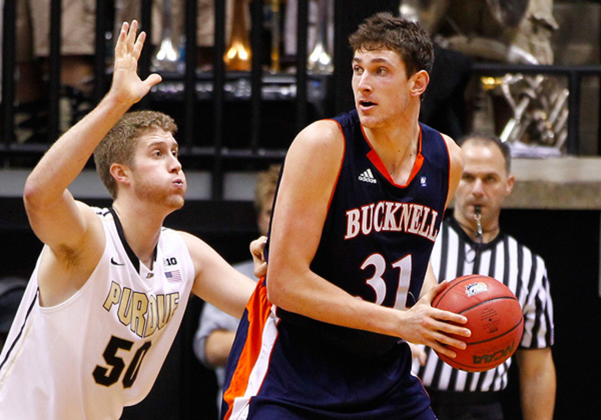 Mike Muscala and the Bucknell Bison are the favorite to take the Patriot League tournament. (Michael Hickey/Getty Images)