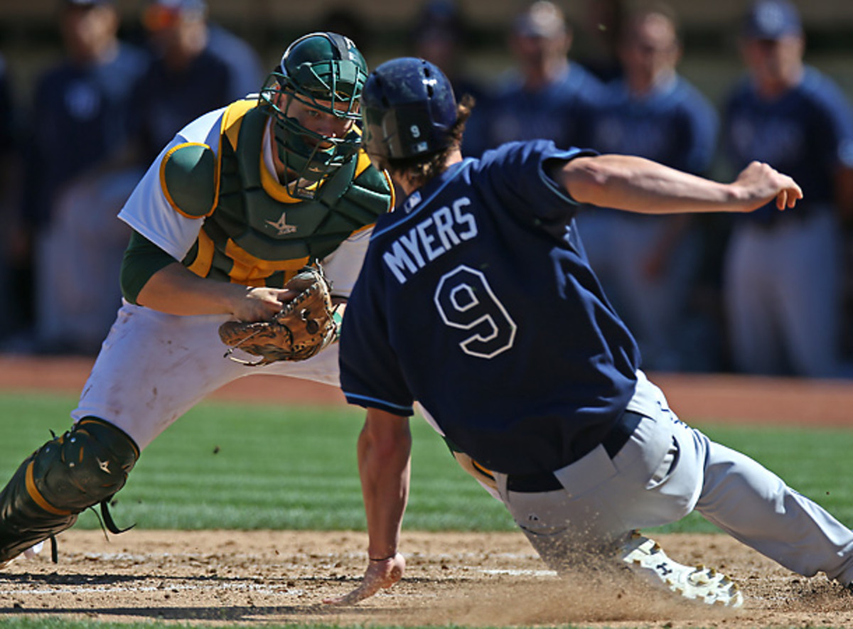 The Rays had hard luck all weekend as they were swept by the A's. [Brad Magnin/Getty Images]