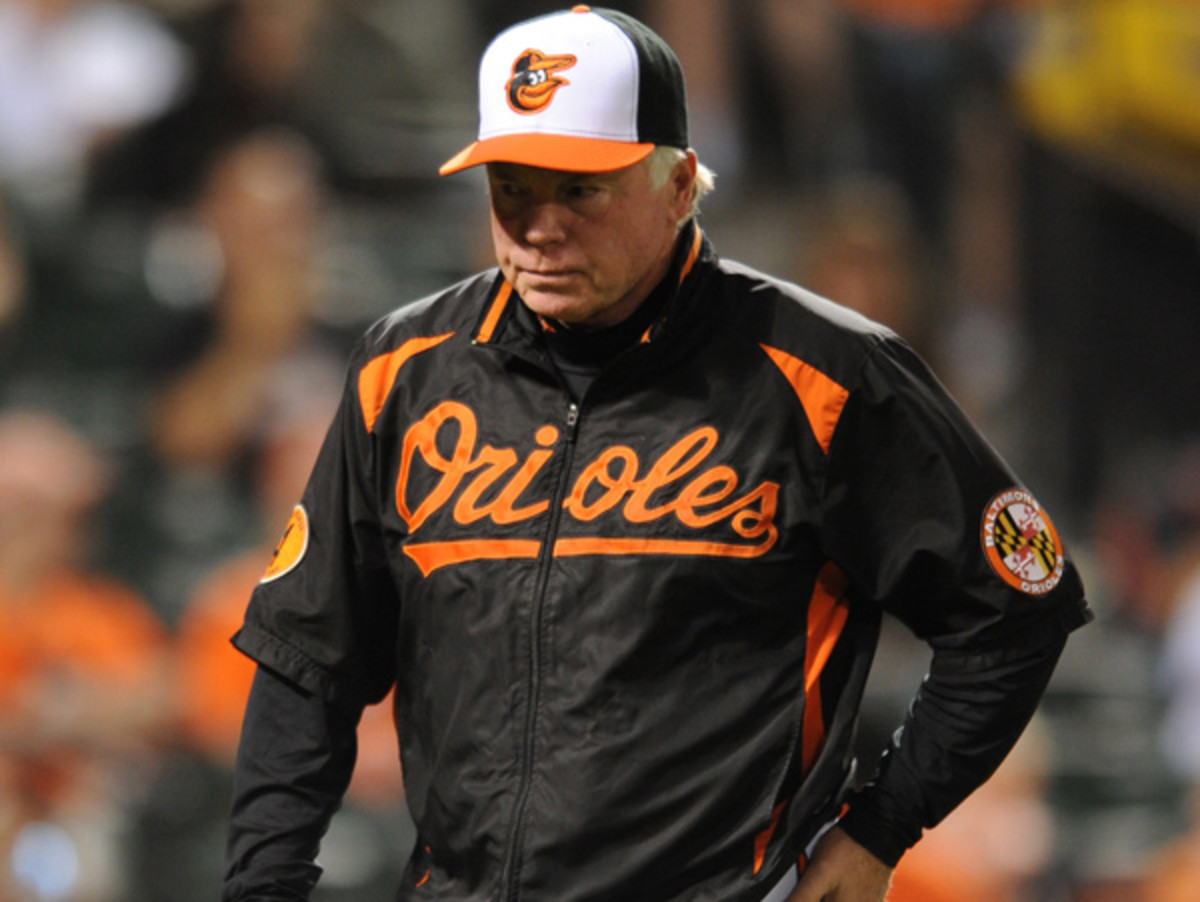 Buck Showalter had angry words for Joe Girardi during Monday's game. (Gail Burton/AP)