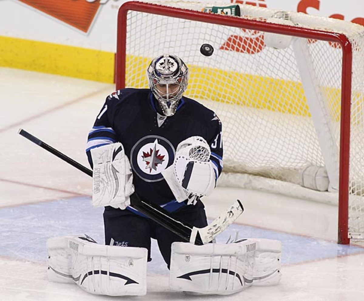 Ondrej Pavelec of the Winnipeg Jets