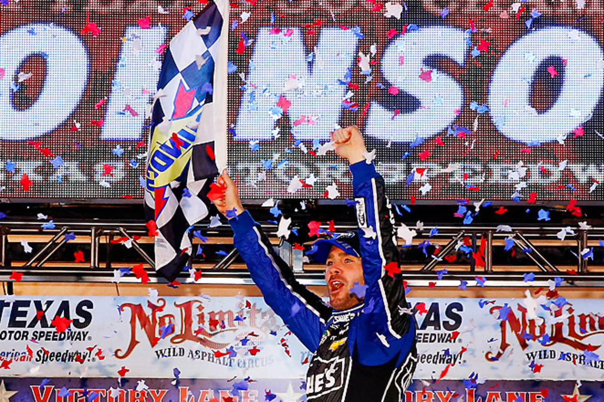 With this victory, Jimmy Johnson became only the second three-time Cup winner at Texas.