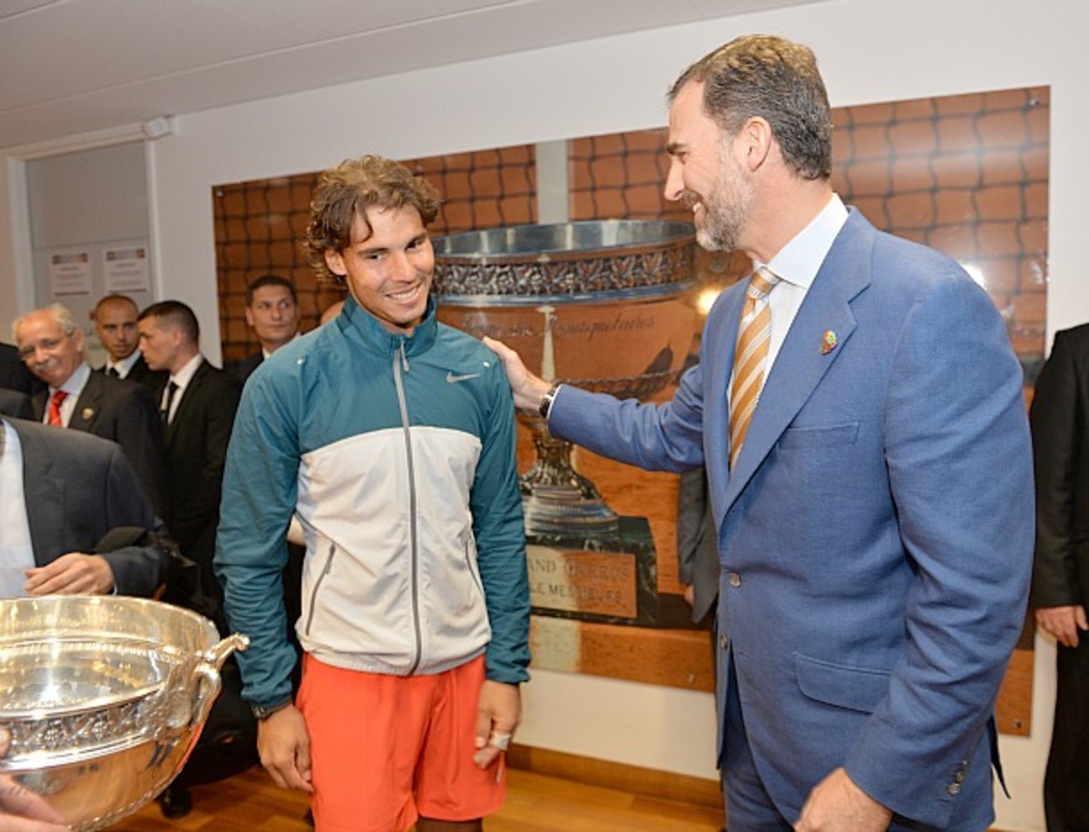 Prince of Felipe of Spain congratulates Rafael Nadal. (Getty Images)