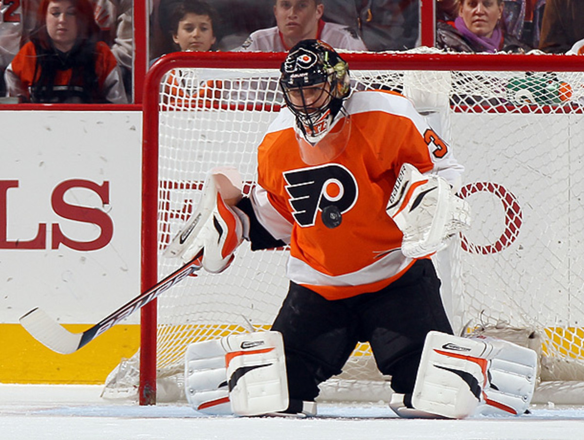 During his ten years in the NHL, Ilya Bryzgalov has played for the Ducks, Coyotes and Flyers. (Elsa/Getty Images)