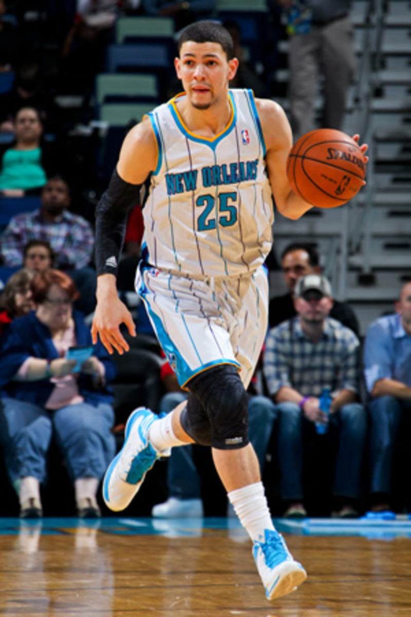 Hornets rookie guard Austin Rivers broke his hand. (Layne Murdoch Jr./Getty Images)