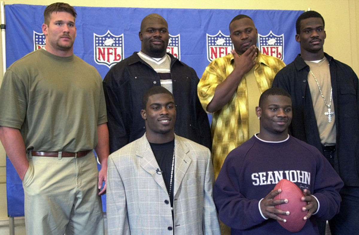 Justin Smith, Leonard Davis, Kenyatta Walker, David Terrell, Michael Vick, and LaDainian Tomlinson