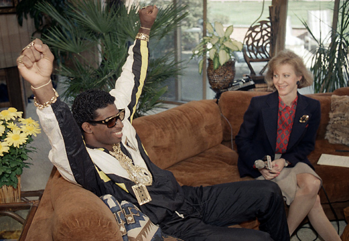 Deion Sanders and Andrea Kramer