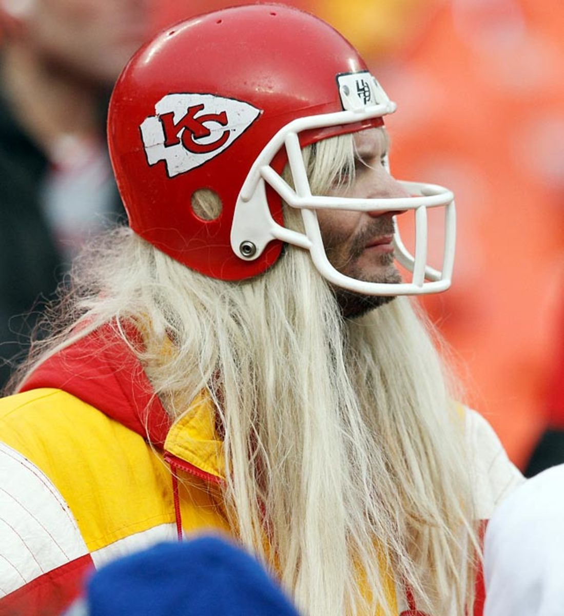 Best head gear at the dome - #vikings fan with cheese grat…