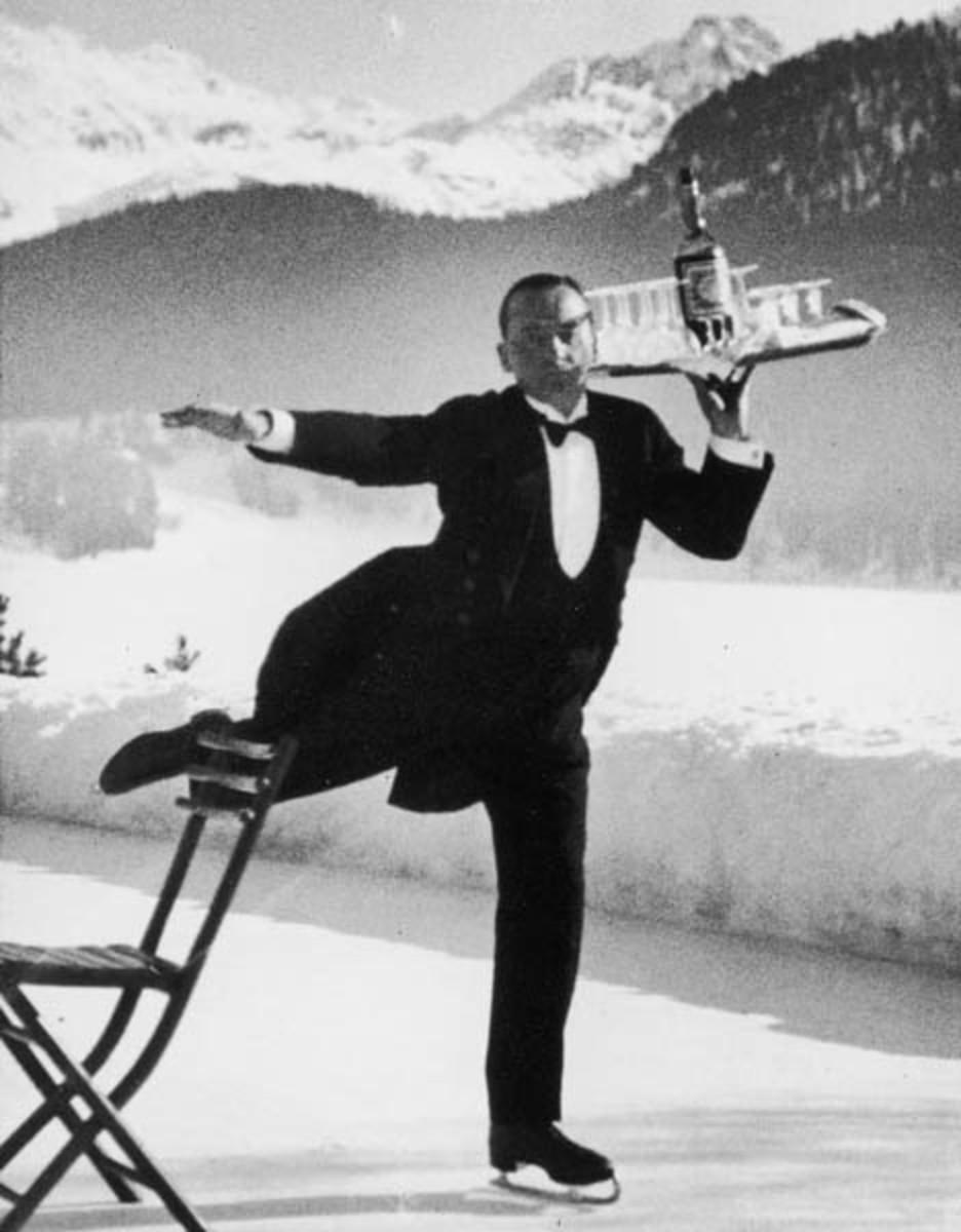 Ice Skating Waiter, St. Moritz 