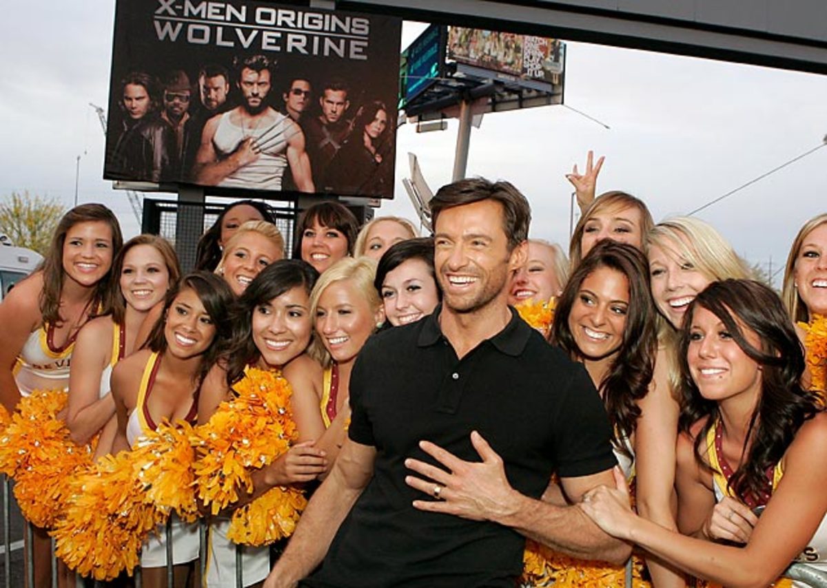 Hugh Jackman and Arizona State cheerleaders