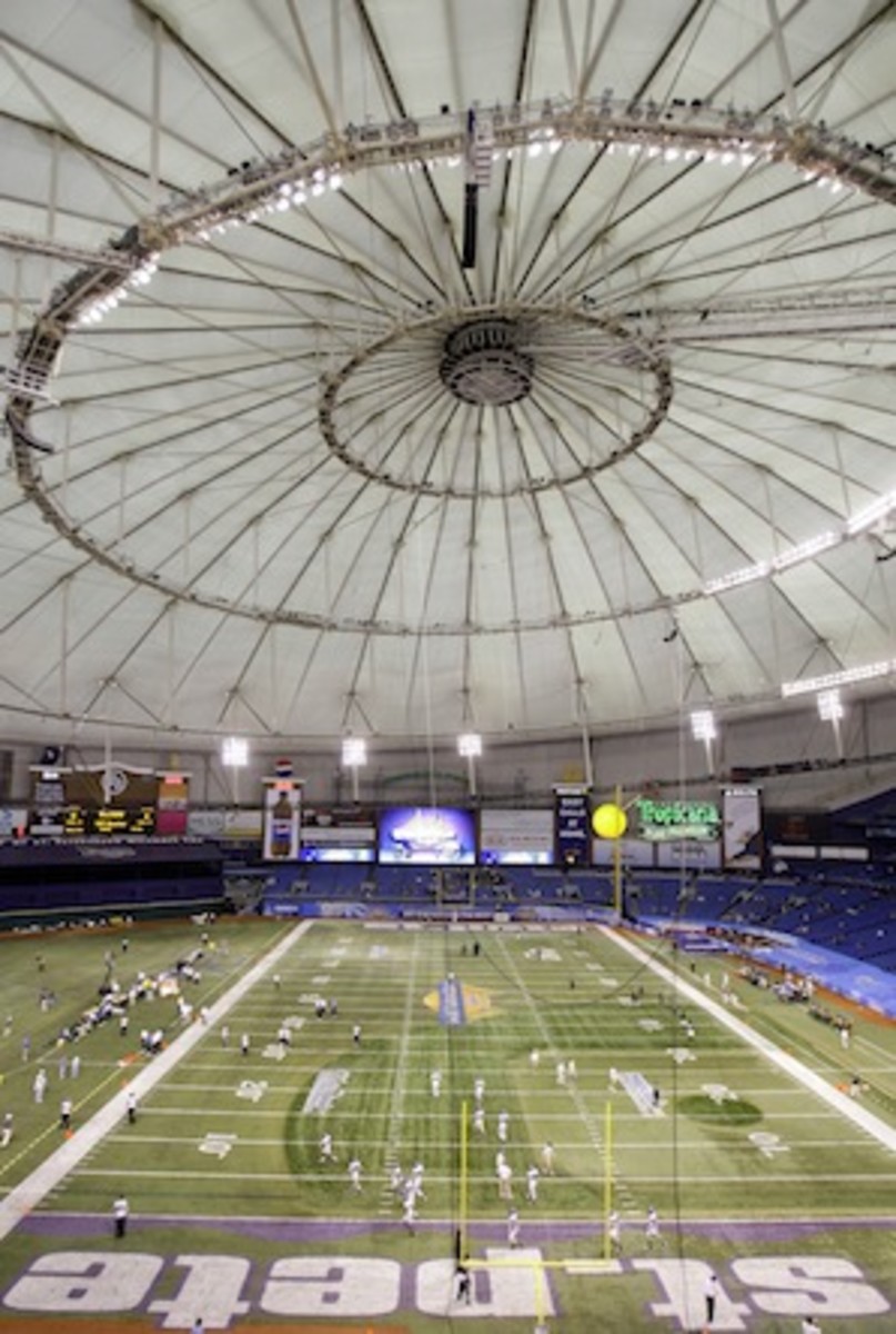 The stuffy, ill-lit wonder of Tropicana Field awaits the Knights and Cardinals. (AP)