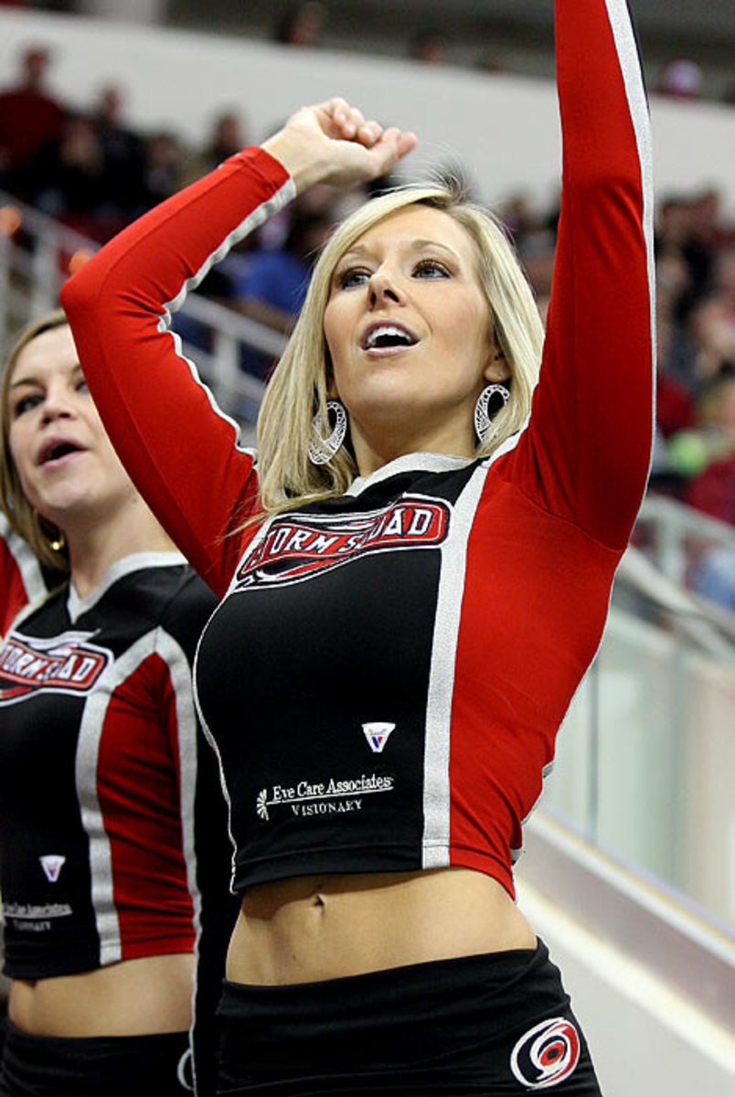 27 January 2015: A member of the Storm Squad, Carolina s cheerleaders. The Carolina  Hurricanes