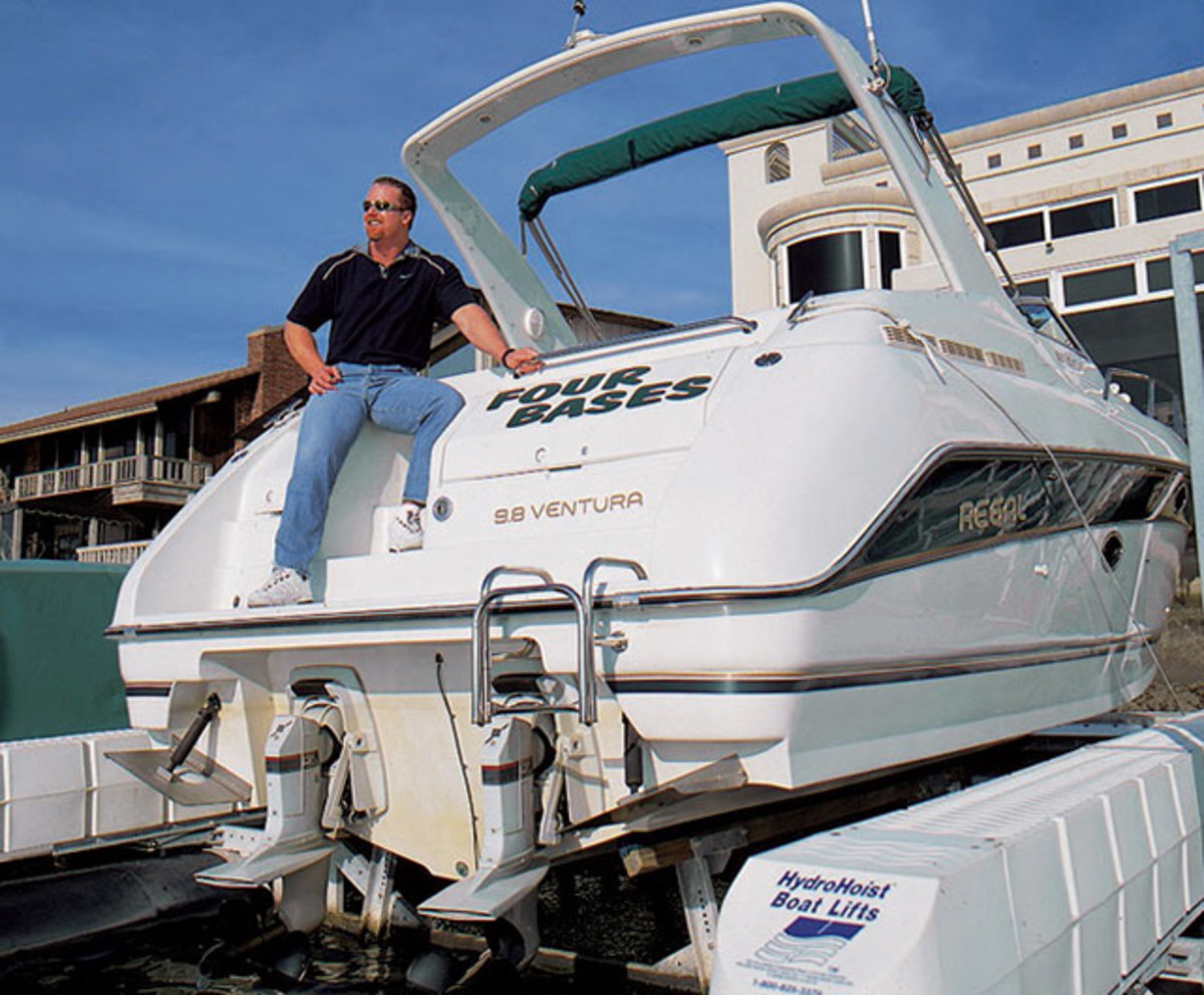 McGwire on his boat in Huntington Harbor, CA