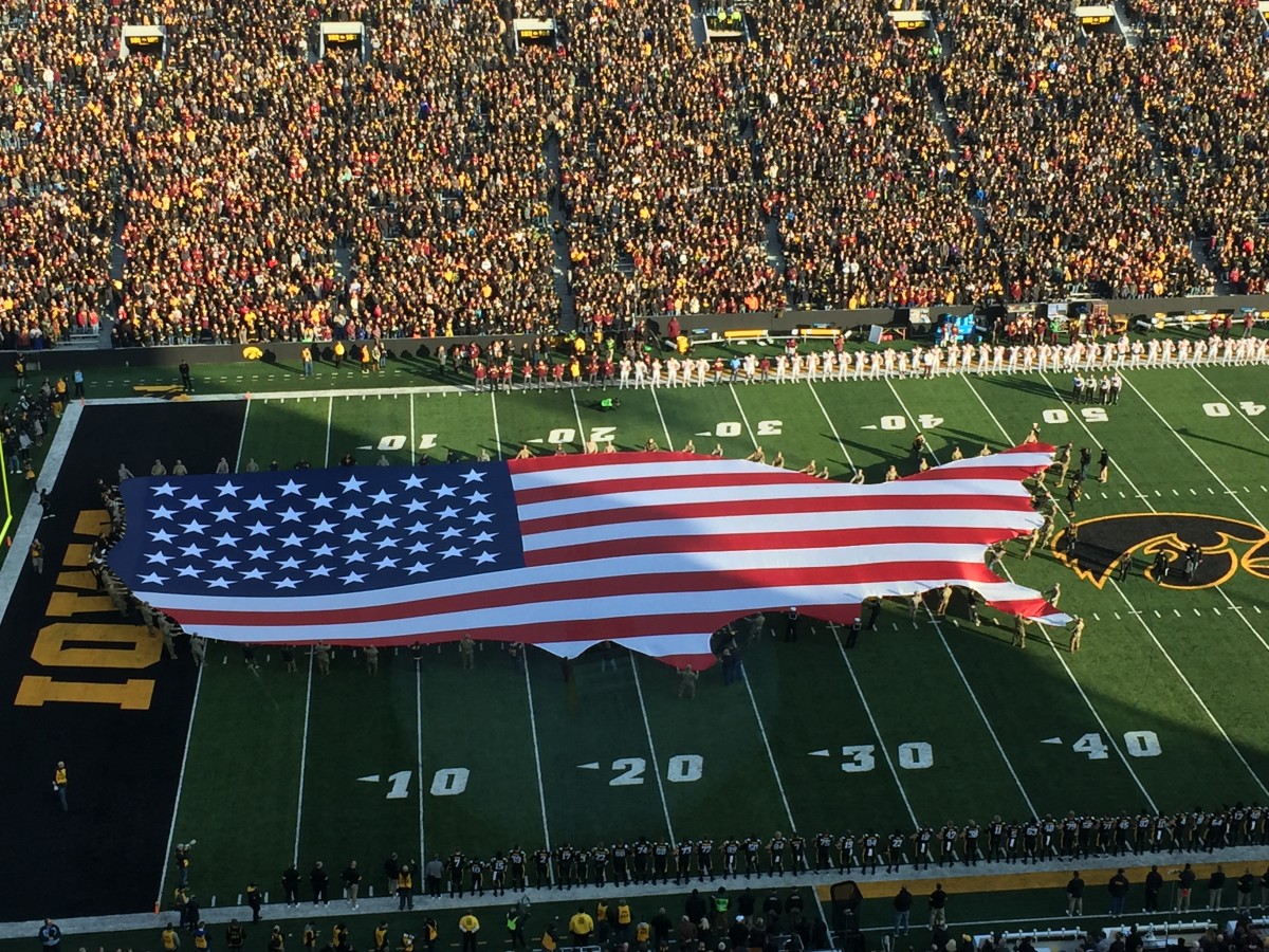 The pre-game ceremony.