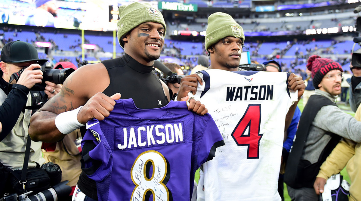 Texans QB Deshaun Watson gives Ravens' Lamar Jackson 'MVP' jersey