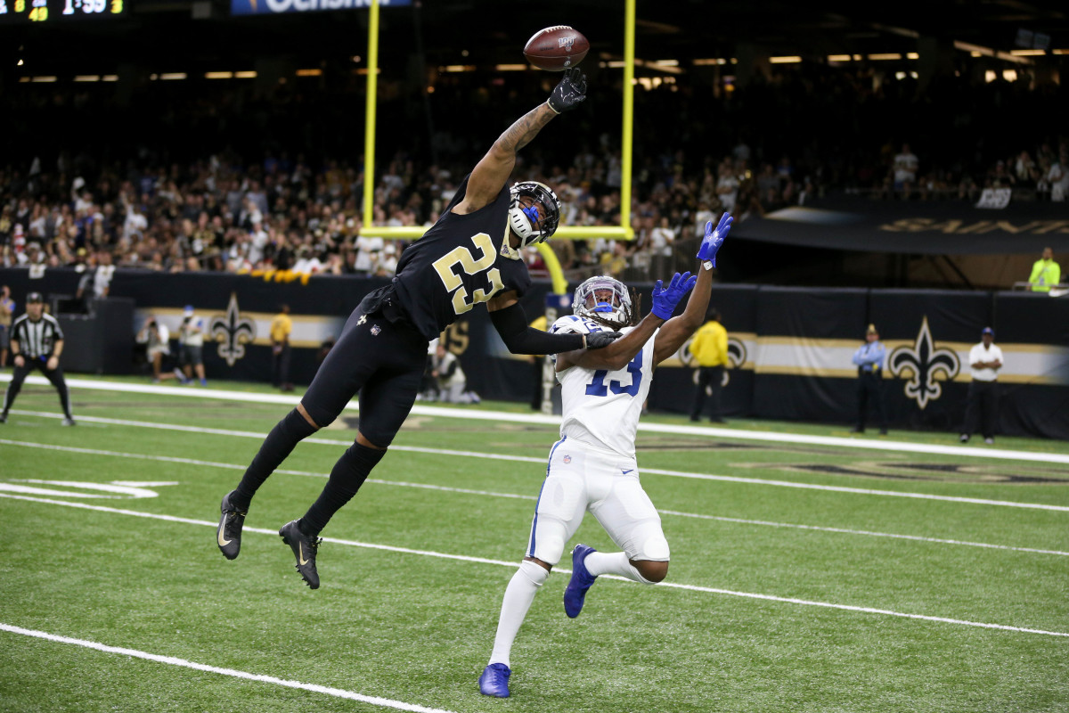 New Orleans Saints cornerback Malcolm Jenkins (27). The New Orleans Saints  defeated the Detroit Lions 45-27 in the matchup held at the Louisiana  Superdome in New Orleans, LA. (Credit Image: © Matt