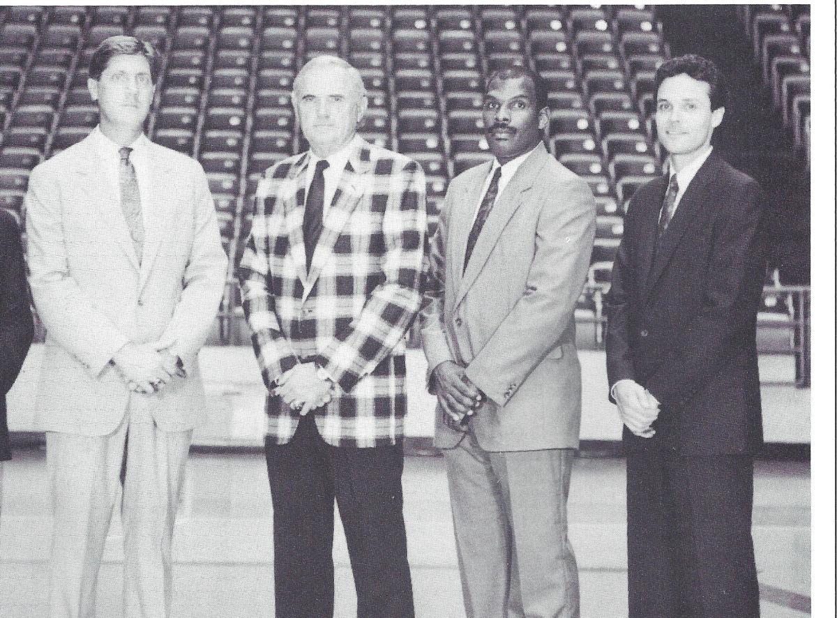 Head Coach Wimp Sanderson is surrounded by his assistants David Hobbs, Kevin Gray and Gregg Polinsky.