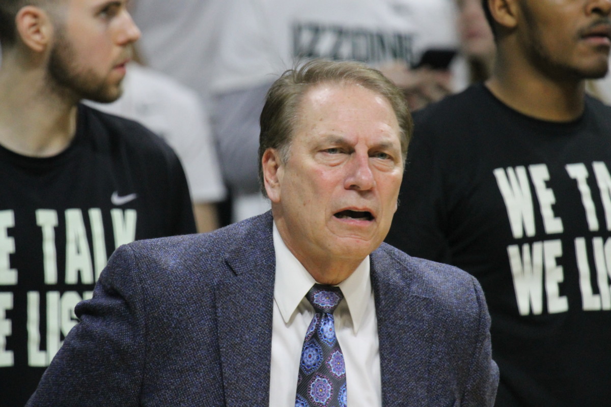 A perplexed Tom Izzo during the Spartans game vs. Rutgers. (Photo: Duffy Carpenter, Spartan Nation @DuffyCarpenter1)