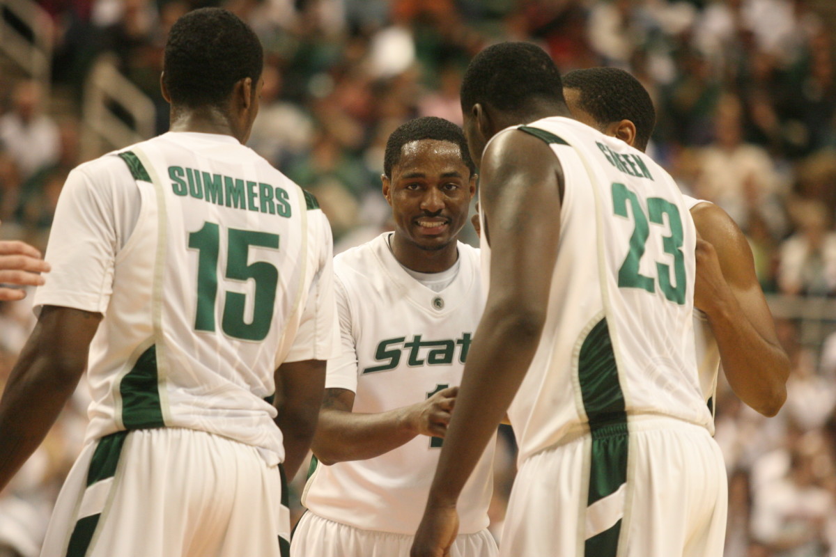 Kalin Lucas will miss the remainder of the Spartans 2010 NCAA run, but will be back and ready to play ball in six months.  Photo courtesy of Starr Portice.