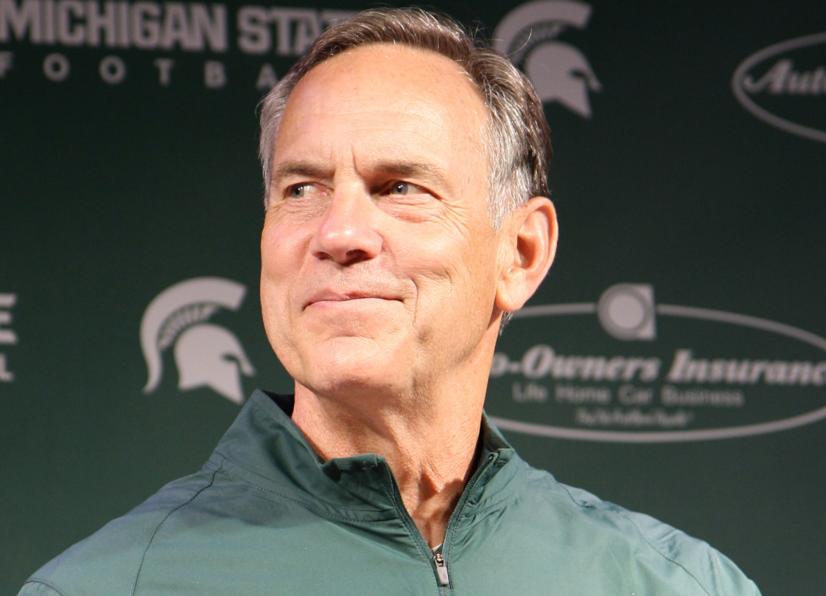 Mark Dantonio was all smiles following the 2016 spring football game.  Photo courtesy of Mark Boomgaard.