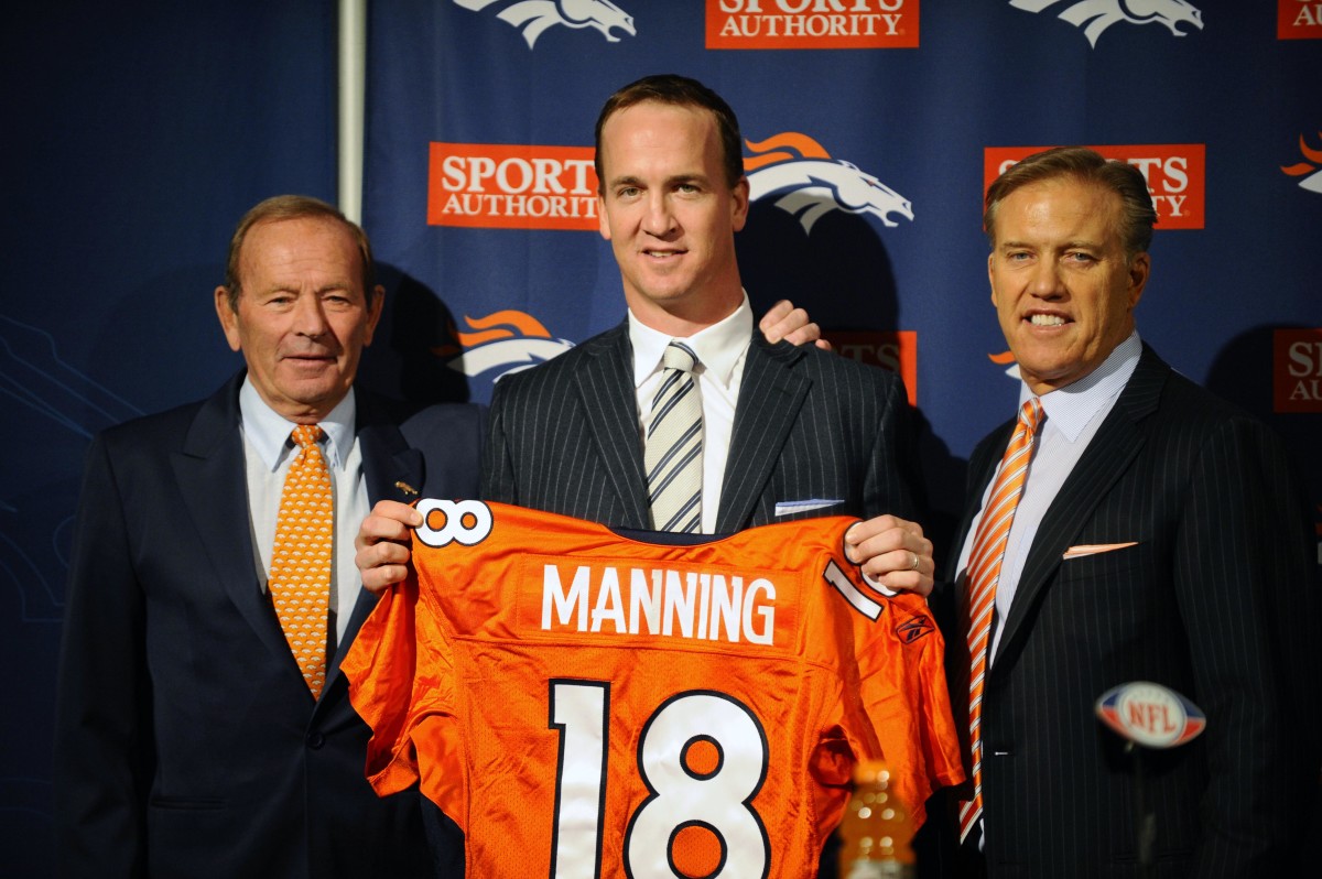 Peyton Manning joins Denver Broncos with $96m five-year contract, NFL