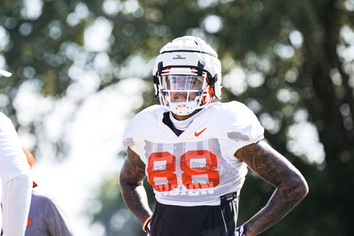 Tight end Braden Galloway is expected to be a big part of the Clemson offense this season. Galloway played in just two games last season, but had a 45-yard catch against LSU in the College Football Playoff National Championship Game. (photo courtesy of Kaitlyn Cote/Clemson University)