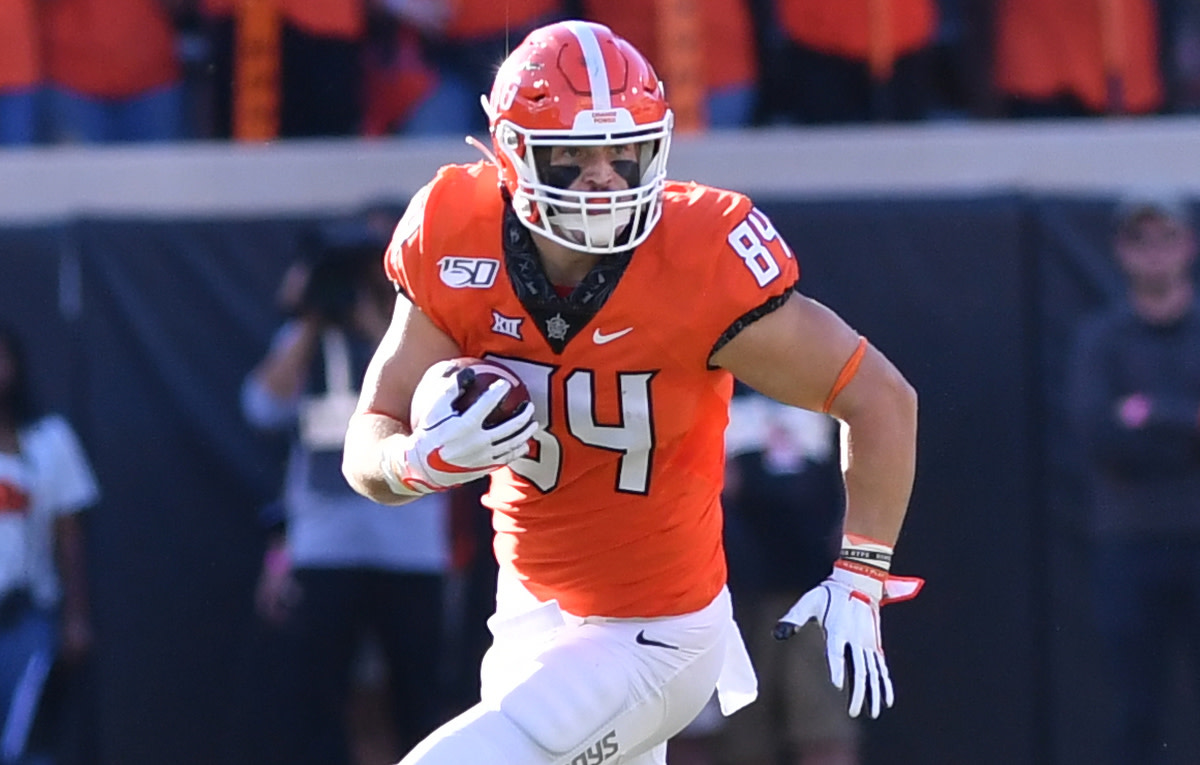 This catch against Baylor on a fake punt was a big moment for Dayton Metcalf, but not as big as the moment last Saturday in Boone Pickens Stadium.