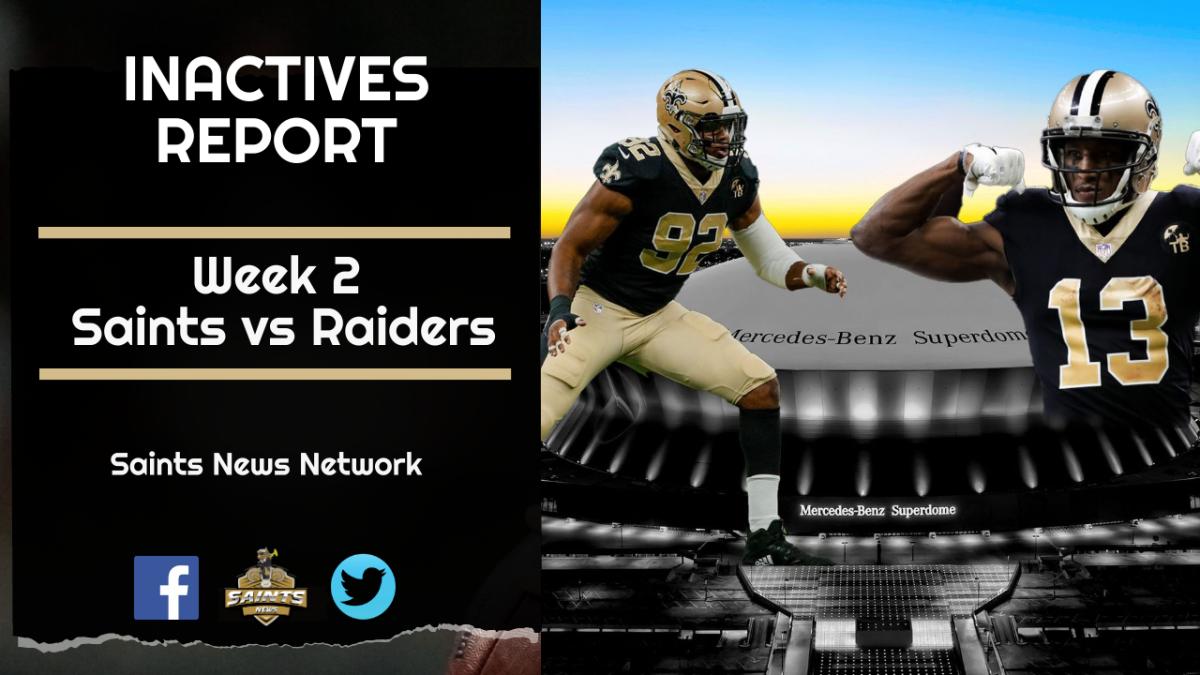 Week 2 New Orleans Saints Inactives List  Sports Illustrated New