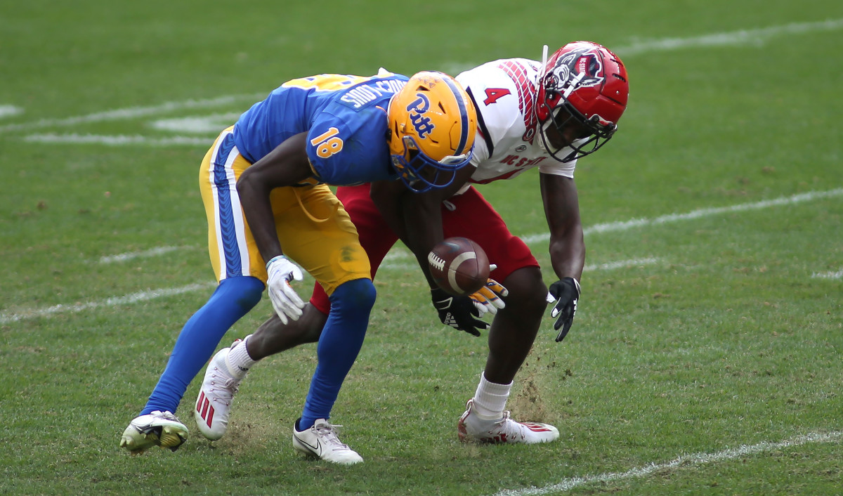 Freshman nickel Joshua Pierre-Louis breaks up a pass before leaving the game on a targeting call